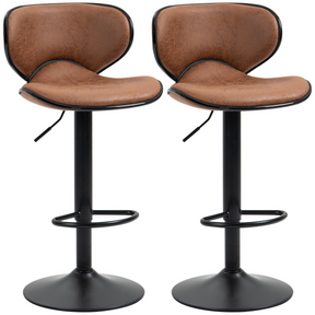 Set of 2 vintage microfibre adjustable bar stools