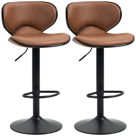 Set of 2 vintage microfibre adjustable bar stools