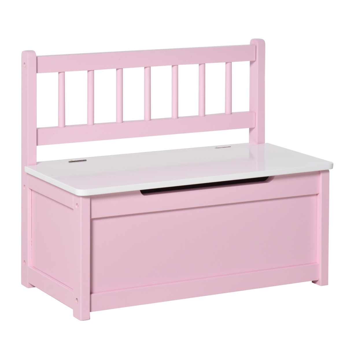 HOMCOM Kids Toy Box with Seat Bench, Gas Stay Bar & Hidden Storage – Wooden Children's Storage Chest