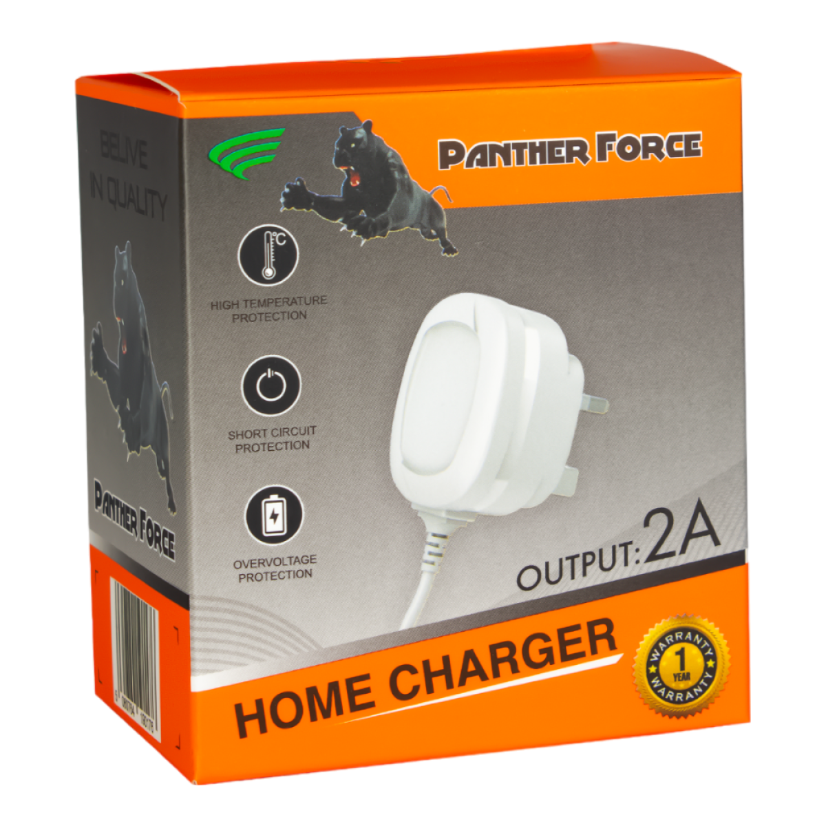 Panther Force 2A Mains Charger for Type-C Devices – Fast, Reliable Wall Charging