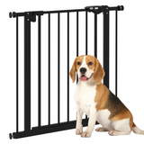 PawHut Adjustable Metal Pet Safety Gate with Extension and Auto-Close Door – Dog Barrier for Doorways, Black