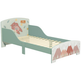 ZONEKIZ Animal Design Toddler Bed Frame with Raised Side Panels – Green, Ages 3-6