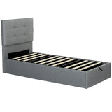 HOMCOM 3ft Single Ottoman Bed with Gas Lift Storage and Upholstered Headboard – Linen-Look Bed Frame, Grey