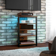 Chestnut corner TV stand with LED