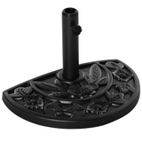 Outsunny Half Round Parasol Base with Flower Engraving – 10kg Weighted Umbrella Stand for Balcony, Black
