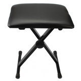 Adjustable Folding Piano Bench Stool with Padded Leather Seat – H-Frame, Height 45.7–50.8cm, Black