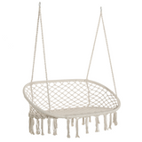 Cream macrame hanging hammock chair
