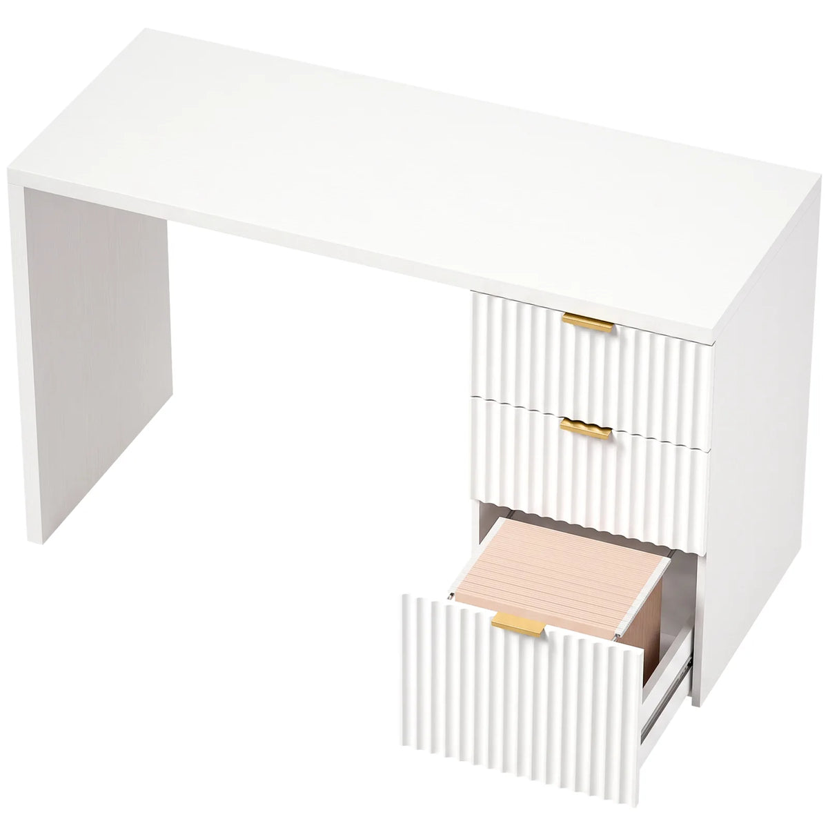 HOMCOM Computer Desk with 3 Drawers and File Drawer, Reversible Layout – 120 cm Home Office Desk, White
