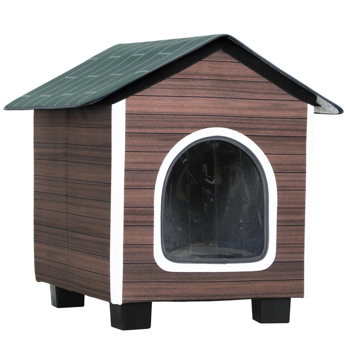PawHut Insulated Outdoor Cat House with Elevated Base and Cushion – Water-Resistant Cat Shelter, Red-brown