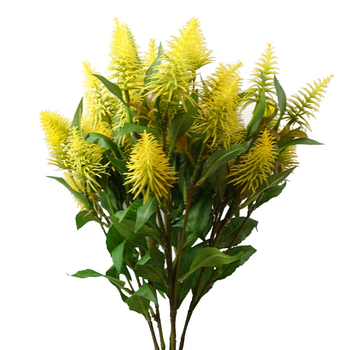 Artificial Yellow Callistemon Bottle Brush Stems, Pack of 6 – 55cm Wired Faux Flowers