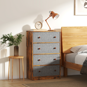 Storage cabinet with four fabric drawers