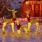 Lighted Christmas Reindeer Family – 3 Piece Outdoor Set with 200 Warm White Lights & Ground Stakes