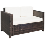 Outsunny Outdoor Double Armchair for Two with Cushions, PE Rattan & Steel Frame – Garden Seating, Mixed Brown
