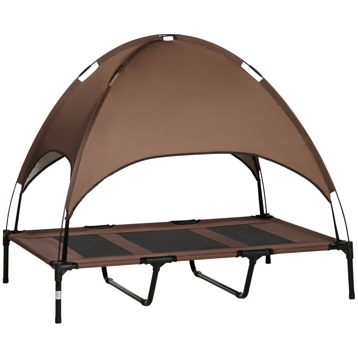 PawHut Elevated Dog Cot Bed with Removable Canopy, 122 cm – Outdoor Pet Shelter for XXL Dogs, Coffee