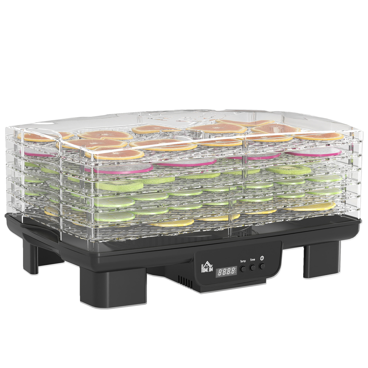 HOMCOM 6 Tray Food Dehydrator with Adjustable Temperature & Timer – Food Dryer for Fruit, Meat & Vegetables, Black