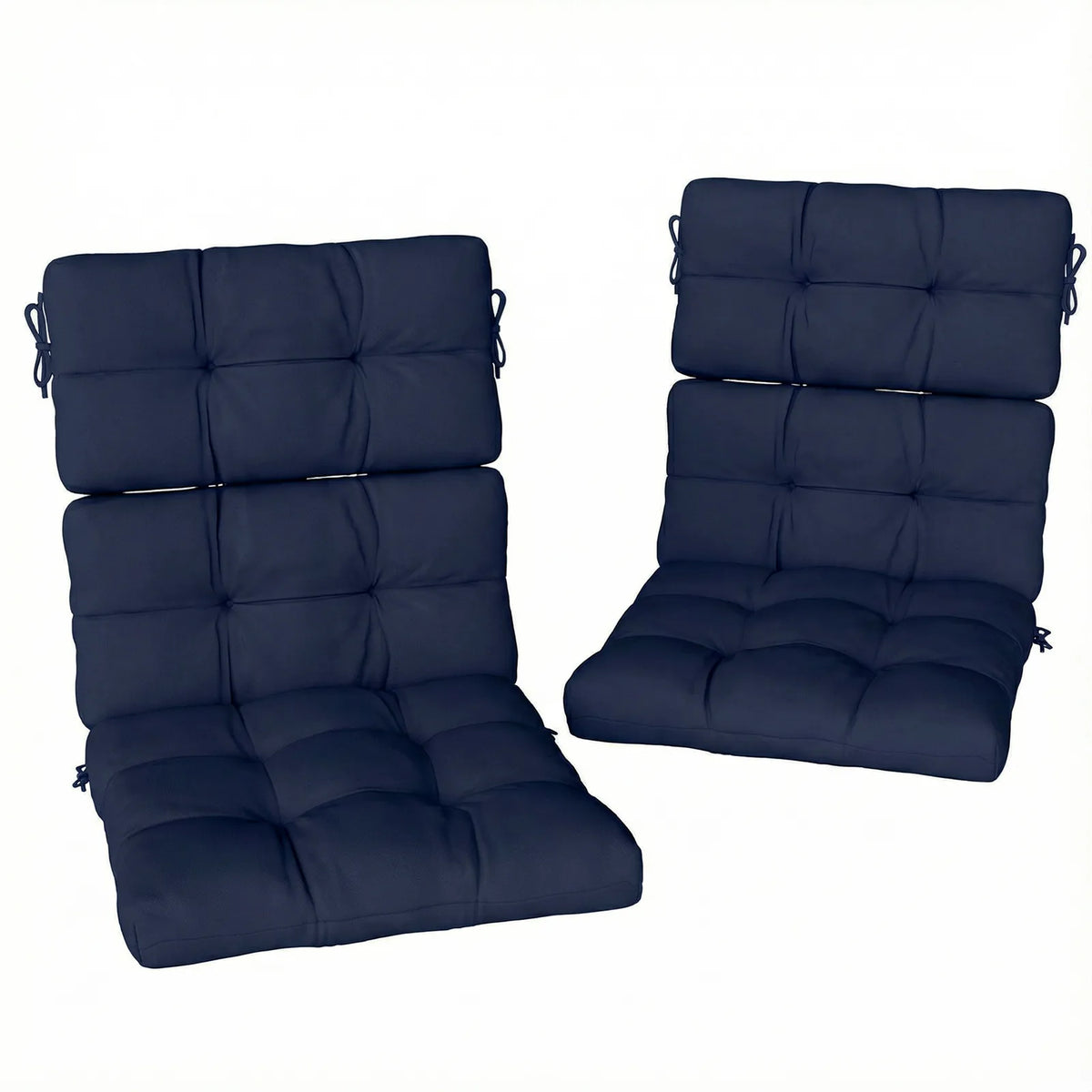Outsunny Set of 2 Tufted Garden Chair Cushions with Backrest and Ties, Dark Blue