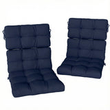 Outsunny Set of 2 Tufted Garden Chair Cushions with Backrest and Ties, Dark Blue