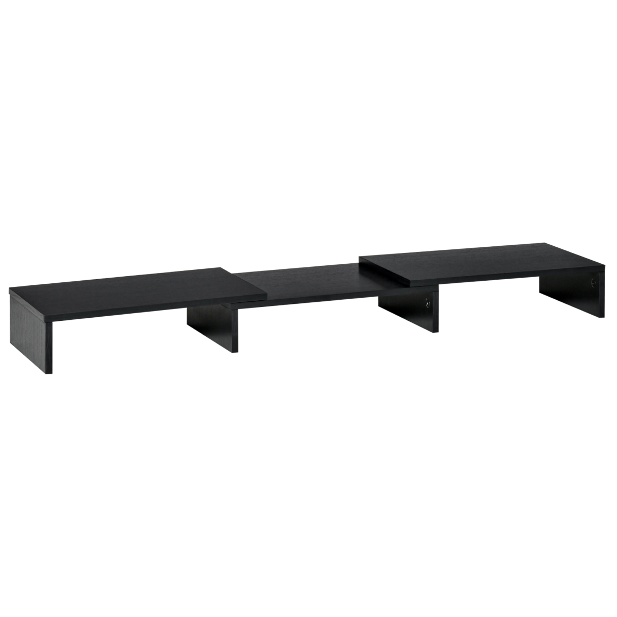 Vinsetto Monitor Stand Riser with Extendable Length 80-117cm and Three-Part Storage – Desk Shelf for Two Laptops