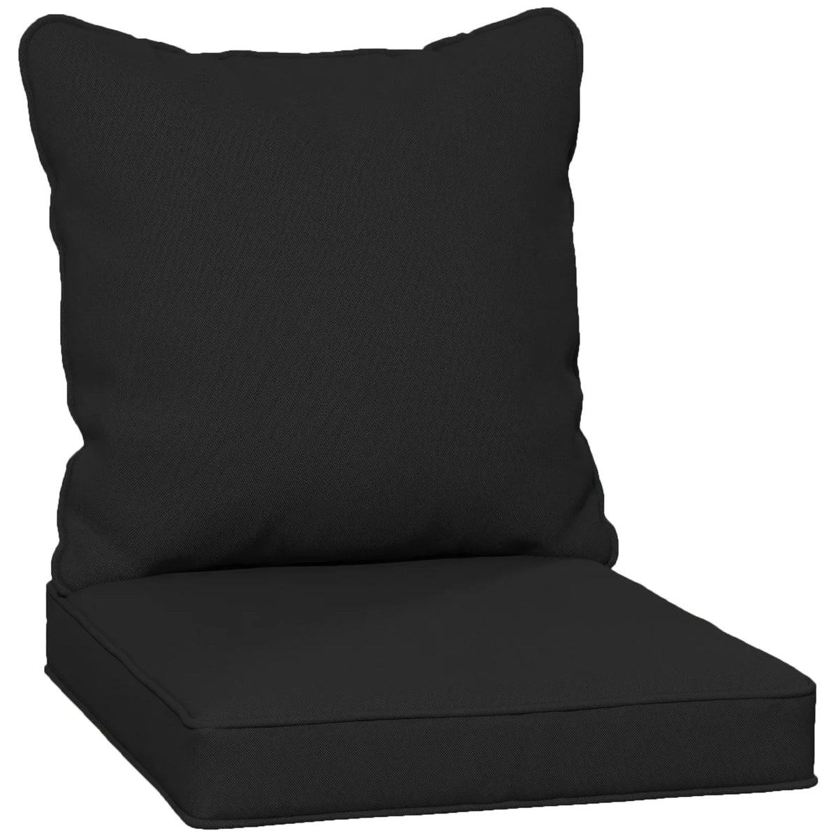 Outsunny Seat and Back Cushion Set with Piped Edges, Indoor and Outdoor, Black