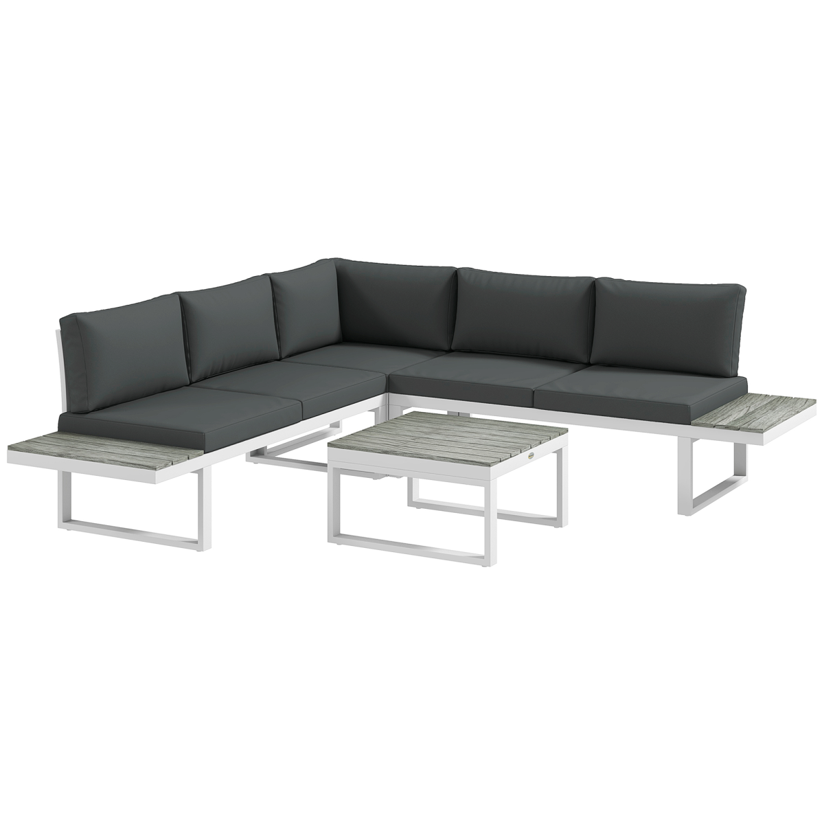 Outsunny White Garden Corner Sofa Set - front view