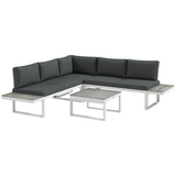 Outsunny White Garden Corner Sofa Set - front view