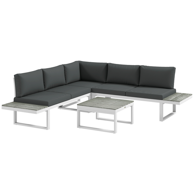 Outsunny White Garden Corner Sofa Set - front view