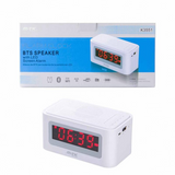 Windbell Bluetooth Speaker with 3W Output, LED Screen Alarm Clock, FM Radio, SD Card & USB Playback – White