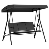 Outsunny 3 Seater Garden Swing Hammock with Canopy, Steel Frame & Anti-Slip Feet – Patio Swing Seat, Black