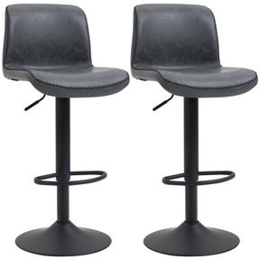 Set of 2 retro PU leather swivel bar stools