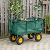 Garden Cart with Drop-Down Sides, 342L Removable Liner & Pneumatic Tyres – 350kg Steel Mesh Trolley, Dark Green