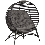 Outsunny Foldable Egg Chair with Padded Cushion, Steel Frame and Side Pocket – Indoor and Outdoor Lounge Seat