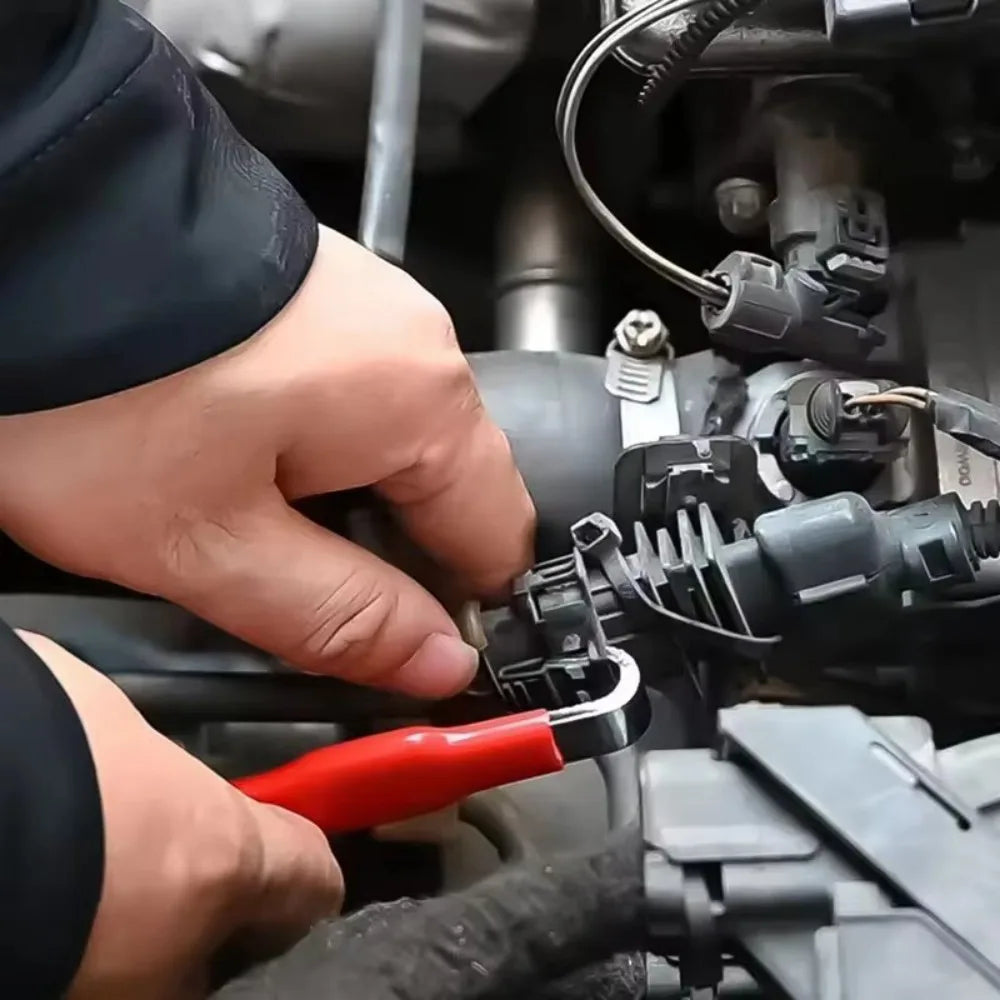 Automotive Electrical Terminal Connector Removal Tool – Dual-Ended Steel Separator with Rubber Grip for Car Repair, Red