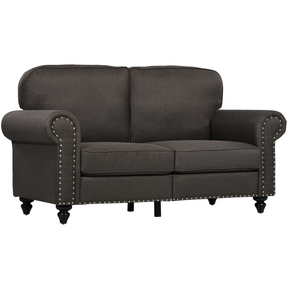 HOMCOM mid-century 2 seater sofa dark brown