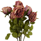 Artificial Dark Pink Rose Stems, Pack of 6 – 70cm Realistic Silk Flowers with Wired Stems