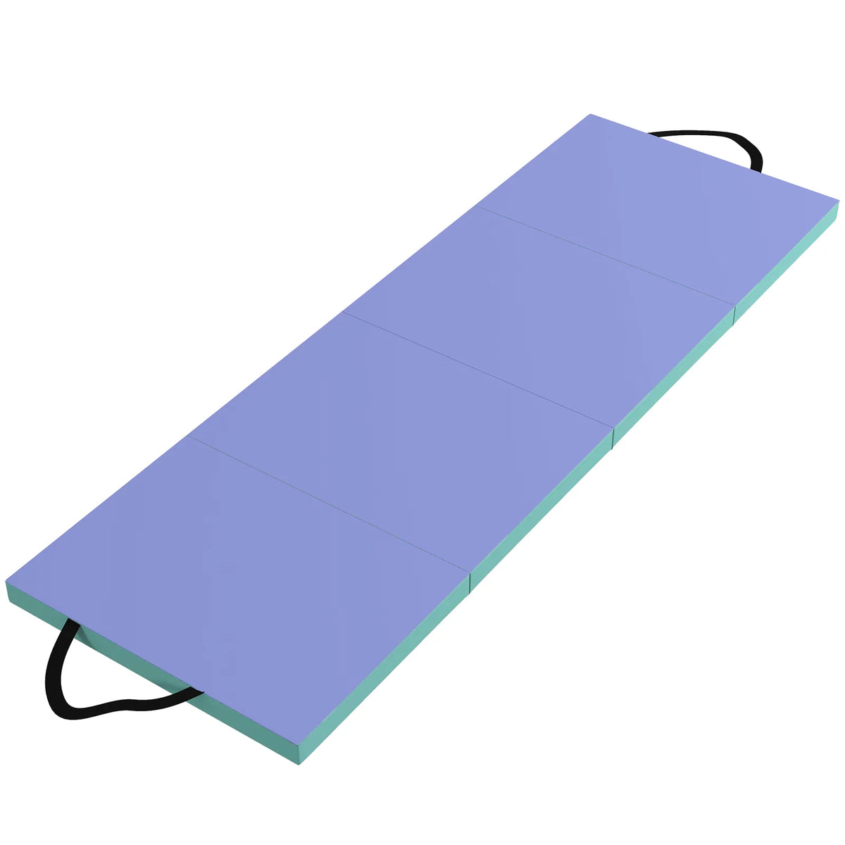 SPORTNOW Foldable Gymnastics Mat, 6 ft Long & 5 cm Thick with Handles – Four-Fold Tumbling Mat, Green & Purple