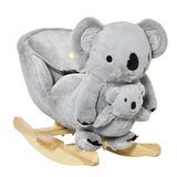 HOMCOM Plush Ride-On Rocking Koala with Sounds & Gloved Doll – Toddler Rocker with Seatbelt, 18-36 Months