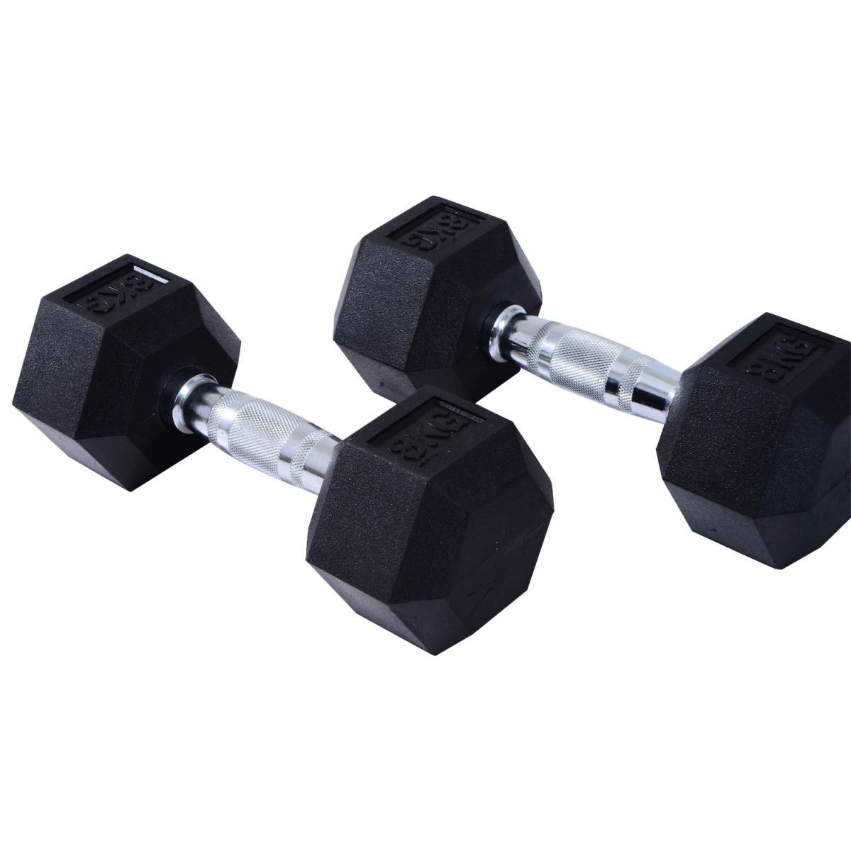HOMCOM Hexagonal Dumbbell Set, 2 x 5kg with Knurled Handles – Anti-Roll Hand Weights for Home Gym Training