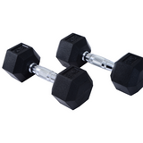 HOMCOM Hexagonal Dumbbell Set, 2 x 5kg with Knurled Handles – Anti-Roll Hand Weights for Home Gym Training