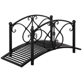 Outsunny Decorative Metal Garden Bridge with Safety Rails, 102cm – Arched Footbridge for Streams & Ponds