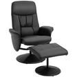 Black PU leather swivel recliner and ottoman