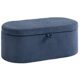 HOMCOM Corduroy Storage Ottoman Bench with Padded Seat and Hidden Storage, 105 x 51 x 49 cm, Blue