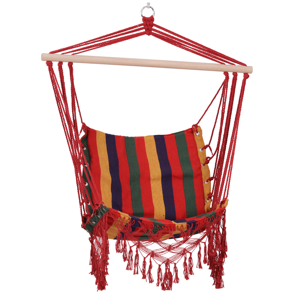 Outsunny Hammock Chair Swing with Wooden Spreader Bar & Tassels – Indoor Outdoor Hanging Seat