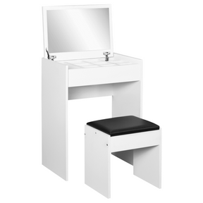 White dressing table with flip-up mirror