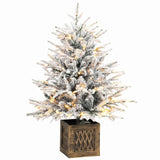 HOMCOM 90cm Pre-Lit Flocked Tabletop Christmas Tree – 70 Warm White LEDs, 488 Tips, Battery Operated