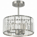 HOMCOM Semi Flush Modern Crystal Chandelier Ceiling Light with E14 Base – Silver Tone