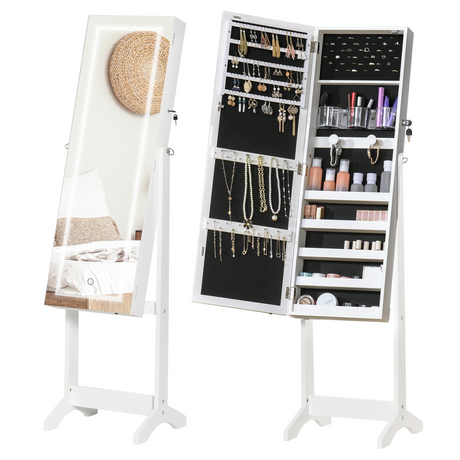 White LED mirrored jewellery cabinet