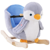 HOMCOM Baby Rocking Penguin with Plush Seat & 32-Song Musical Button – Wooden Ride-On Toy for 18 Months+