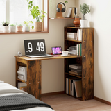 Computer Desk with 6 Storage Shelves & Large Work Surface – 120cm Home Office Writing Table, Rustic Brown