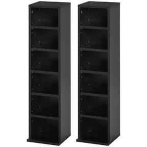 Set of 2 black CD media towers