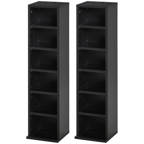 Set of 2 black CD media towers